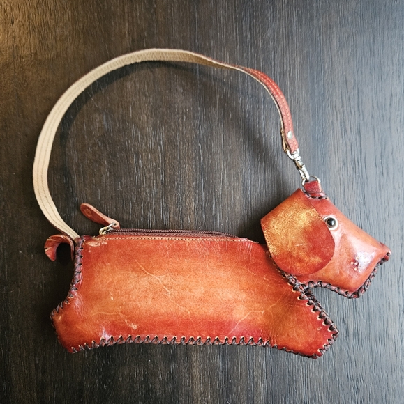 Handbags - Red Leather Dachshund-Shaped Handbag